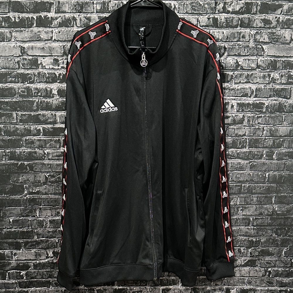 Adidas Men's Black Tango logo Jacket with Red Logo!
